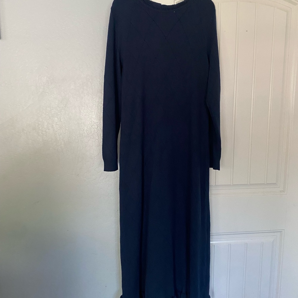 Treasure and  Elegant Navy Blue Long Sleeve Dress
